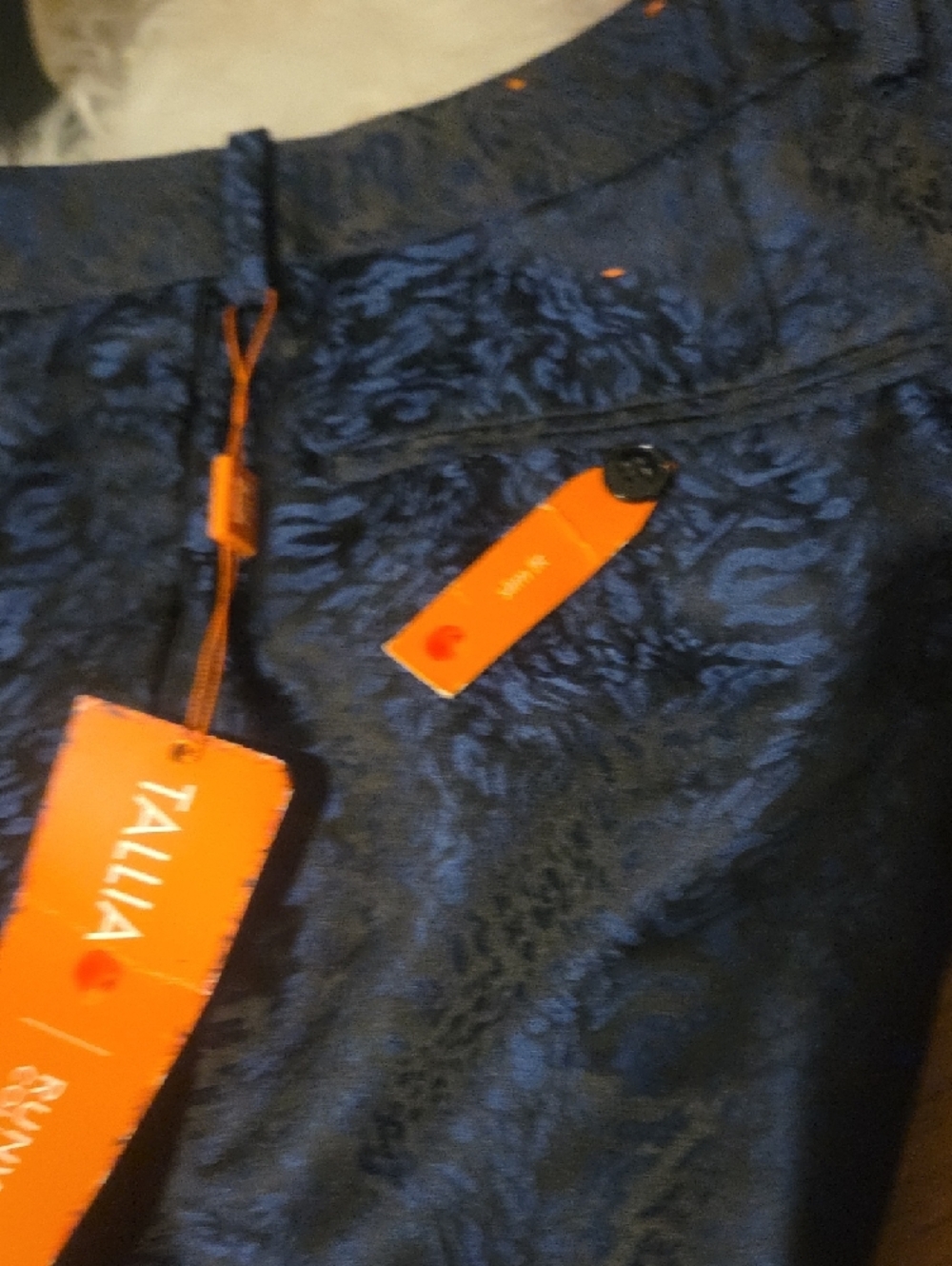TALLIA NWT Navy Blue Men's Dress Pants with Subtle Jacquard Texture - Picture 4 of 12